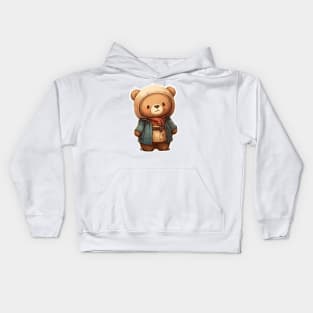 Cute Bear Cartoon Adventurer Adorable Kawaii Animal Kids Hoodie